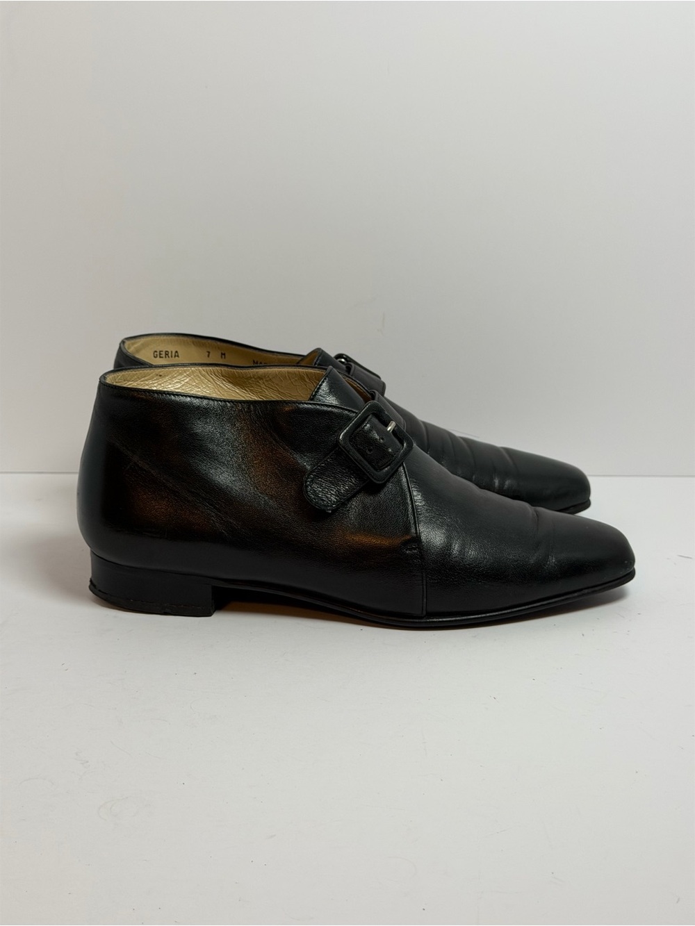 Bally Monk Strap Black Leather Flat Boots Shoes Size 7